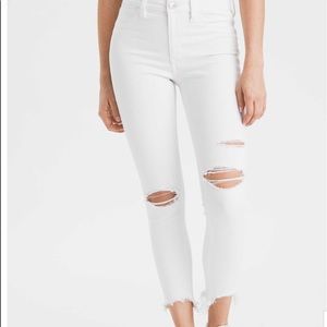 white ripped stretchy jeggings
